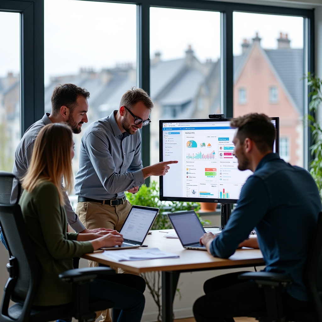 Das Palmeno-Team im Büro in Graz bei der Arbeit an der Handwerkssoftware